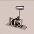 Silver Mechanical Device With Cylindrical Top Metal Stand And Gears On Base 3d model