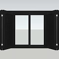 Black Window Shutters With Double Panel Design For Home Interior Style 3d model