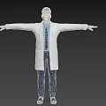 Professional Man In White Lab Coat With Tie Standing Arms Outstretched On Light Green Background