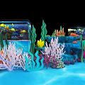 Vibrant Underwater Aquarium Scene With Colorful Corals Seaweed And Tropical Fish
