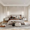Stylish Bedroom Interior With Round Mirror Dressing Table Green Armchair Checkered Blanket And White Curtains