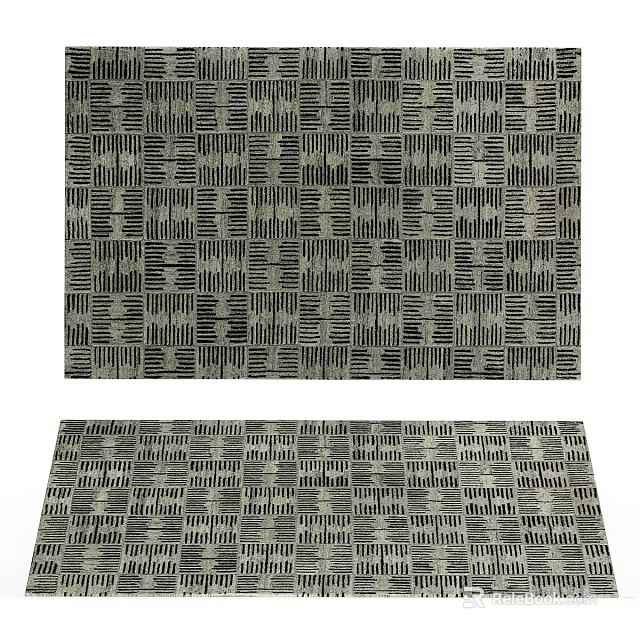 Modern Square Rugs With Geometric Line Patterns In Neutral Tones 3d model 