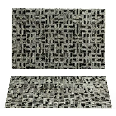 Modern Square Rugs With Geometric Line Patterns In Neutral Tones 3d model