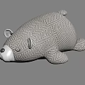 Cute Plush Seal Doll With Black And White Herringbone Pattern Lying Down