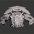 White 3D Rendered Mechanical Model With Detailed Sci Fi Components Cannon And Wheels 3d model