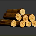 Stacked Natural Wood Logs With Warm Brown Grain And Smooth Surface Reflection