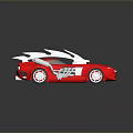 Red Futuristic Sports Car With Streamlined Body Silver Accents And Unique Doors