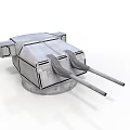 Modern Gray Metallic Turret With Double Barrels On White Background 3D Render 3d model