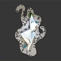 Futuristic Modern Architectural Model Featuring Geometric Shapes White Green Structure And Blue Pools