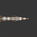 Medieval Metal Weapon With Long Pole And Cross Shaped Top On Gray Gradient Background