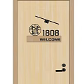 Elegant Wall Decor With Circular Design Number 1808 And Welcome Sign On Wooden Door