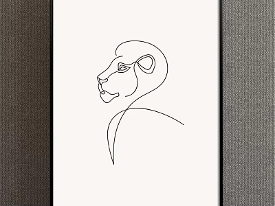 Minimalist Single Line Lion Head Animal Drawing For Wall Art Decor 3d model