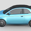 Blue Two Door Fiat Compact Car With Black Roof And Modern Design