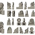 Landscape Sculptures in Various Styles with Stone Material Different Shapes and Intricate Patterns 3d model