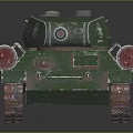 Green Military Tank With Weathered Exterior Cannon Turret And Red Track Details