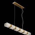 Modern Long Linear Crystal Chandelier With Gold Frame Ceiling Hanging Design 3d model