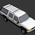 Classic Silver SUV Car With Roof Rack And Four Doors Design