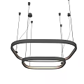 Modern Double Ring Pendant Light With Illuminated Circular Design And Metallic Frame 3d model