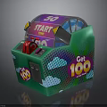 Green Game Machine With 50 Start Display Red Buttons Cloud Patterns And Get 100 Sign