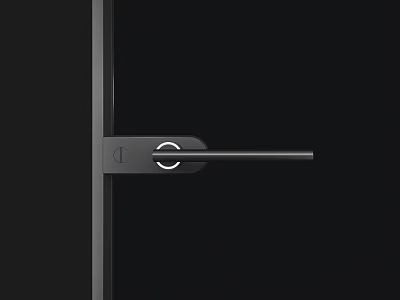 Modern Sleek Black Door Handle With Circular Grip For Home Doors 3d model