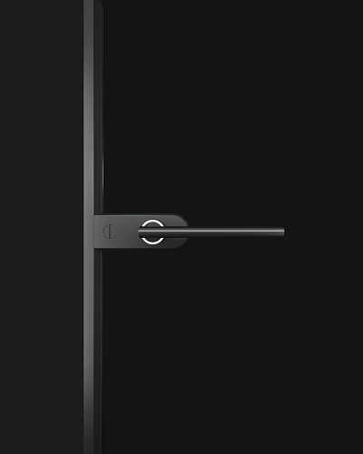 Modern Sleek Black Door Handle With Circular Grip For Home Doors 3d model