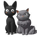 Cute Sitting Cat Dolls With Big Eyes Black And Gray Fluffy Design