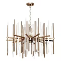 Modern Contemporary Chandelier With Metal Structure And Slender Glass Rods For Living Room Decor
