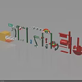 Colorful Children's Toy Building Blocks Scene With Rainbow Slide And Small House