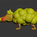 3D Animal Model Featuring Dog Like Face And Fluffy Sheep Wool Coat