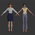 Two Women Standing With Arms Outstretched In Business And Casual Attire