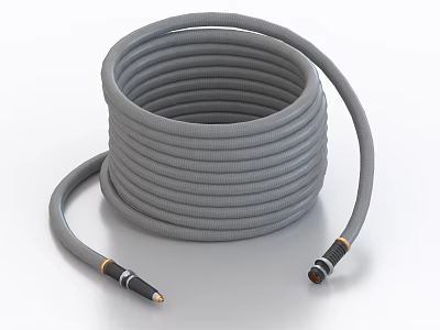 Gray Coiled Household Hose With Connector Ends 3d model