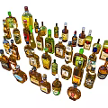Variety of Wine Bottles and Glasses in Assorted Colors and Shapes on
