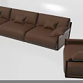 Modern Brown Sectional Sofa With Multiple Pillows And Matching Accent Chair 3d model