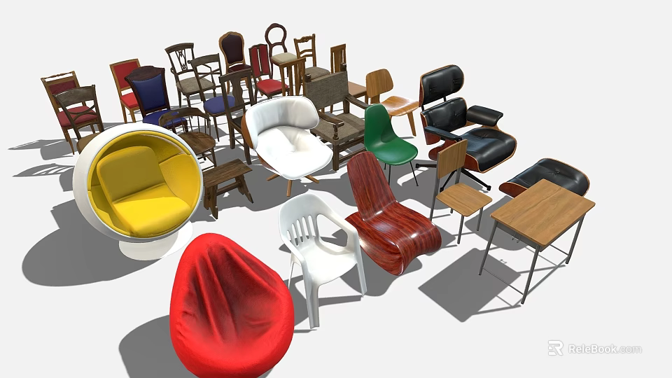 Diverse Stylish Leisure Accent Chairs In Multiple Colors And Modern Designs 3d model 