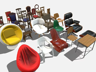 Diverse Stylish Leisure Accent Chairs In Multiple Colors And Modern Designs 3d model