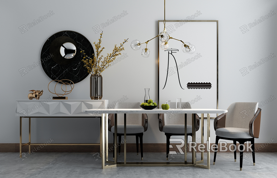 Post-modern dining table and chair combination model