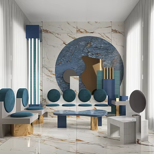 Modern Stone Exhibition Hall 3d model