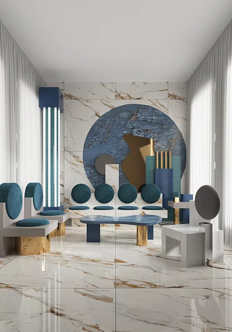 Modern Stone Exhibition Hall 3d model