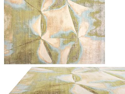 Square Area Rug With Artistic Geometric Patterns In Soft Tones 3d model