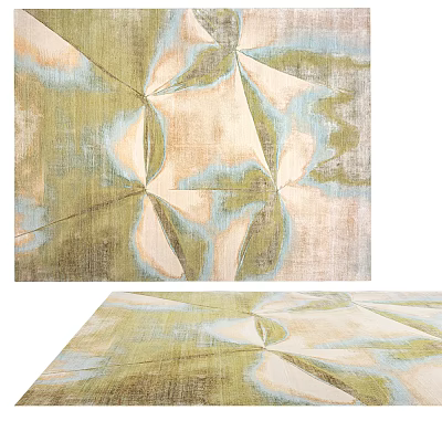 Square Area Rug With Artistic Geometric Patterns In Soft Tones 3d model