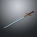 Traditional Decorative Sword With Sharp Metal Blade Red Handle And Ornate Golden Crossguard