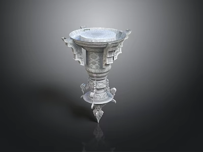 Intricate Carved Sculptural Vessel With Elaborate Patterns And Decorative Base 3d model