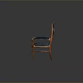 Elegant Wooden Frame Armchair With Blue Velvet Upholstered Seat And Curved Backrest