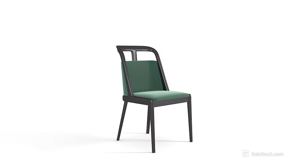 Modern Leisure Chair With Green Upholstered Cushion Black Frame And Sleek Design 3d model 