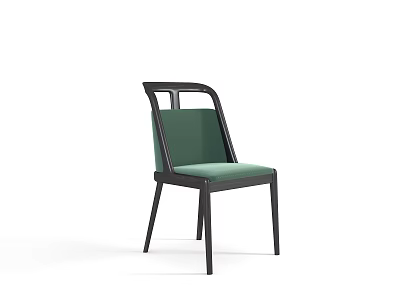 Modern Leisure Chair With Green Upholstered Cushion Black Frame And Sleek Design 3d model