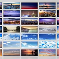 Stunning Scenery Photo Collage With City Night Views Sunset Sky And Seascapes
