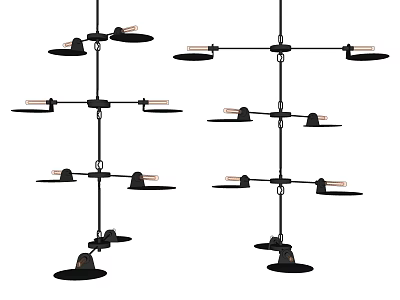 Modern Black Chandelier Design With Multiple Arms And Pendant Lighting 3d model