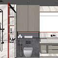 Modern Bathroom Interior Design With Glass Shower Enclosure Marble Walls Vanity Sink And Cabinets