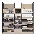 Organized Multi Tiered Storage Shelving With Coffee Tea Jars And Containers