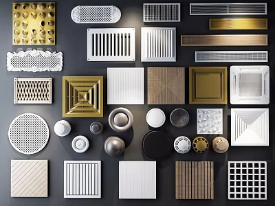 Various Air Conditioner Vents With Different Designs Shapes And Materials For Home Decor 3d model